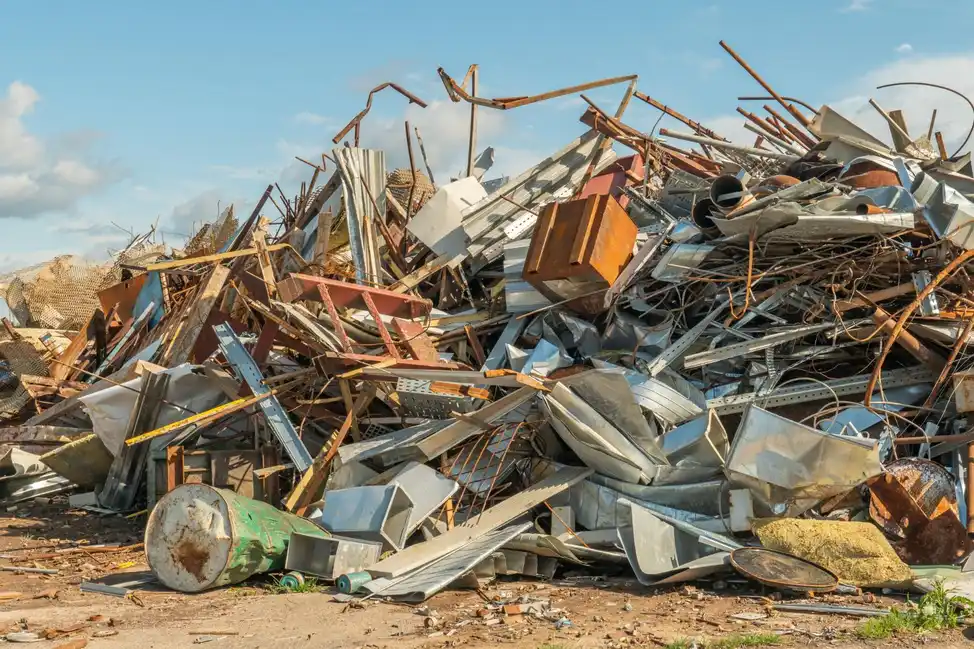 Large pile of mixed metal scrap ready for recycling in Brisbane