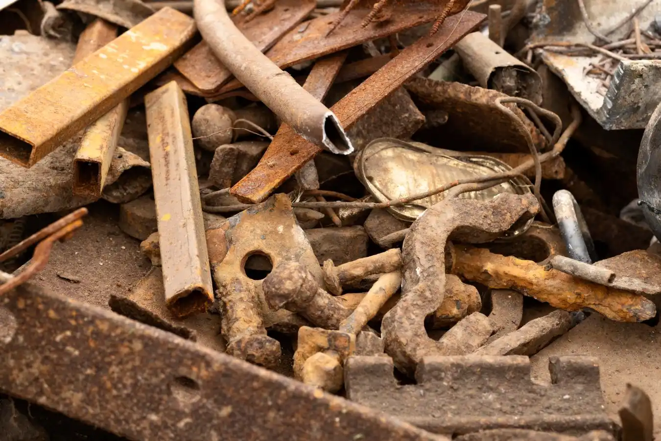 Pile of rusty iron scrap metal in Brisbane