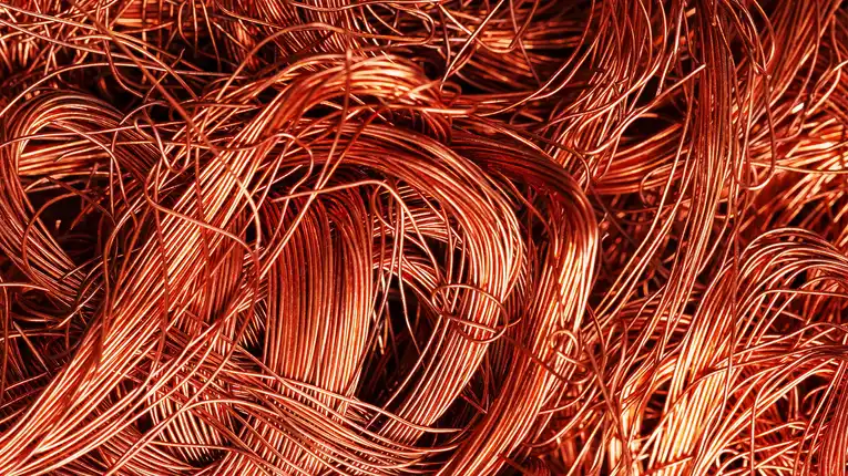 Scrap copper wire twisted together