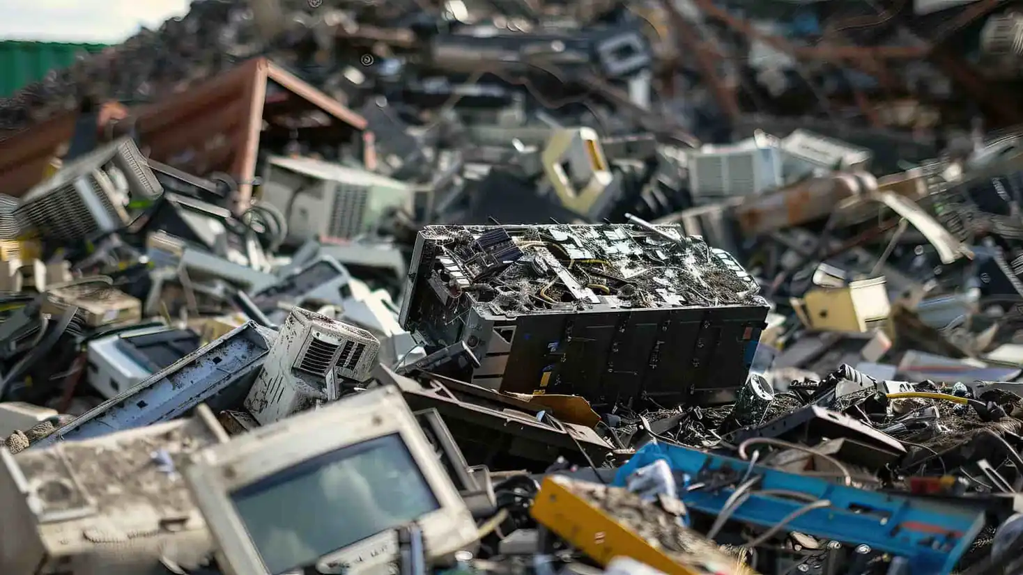 Scrap computers and electronic equipment ready for recycling in Brisbane